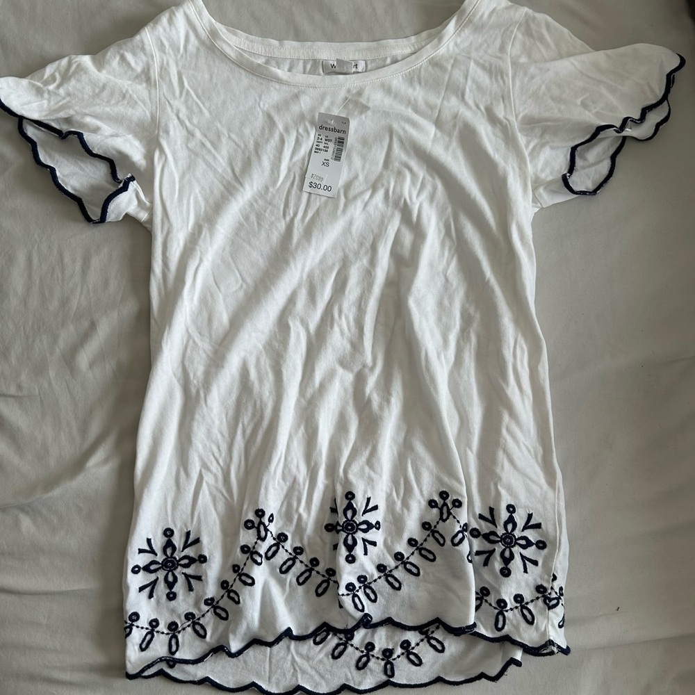Westport White Ruffled Cap Sleeve Blouse
